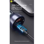Baseus Particular Digital Display Duálny adaptér do auta USB-A QC + USB-C 65W, okrová