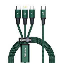 Baseus Rapid Series nabíjecí/datový kabel 3v1 USB-C/ (microUSB + Lightning  PD 20W + USB-C) 1.5m zelená