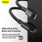 Baseus Tungsten Gold Rýchlonabíjací / dátový kábel USB-C na Lightning PD 20W 1m, čierny