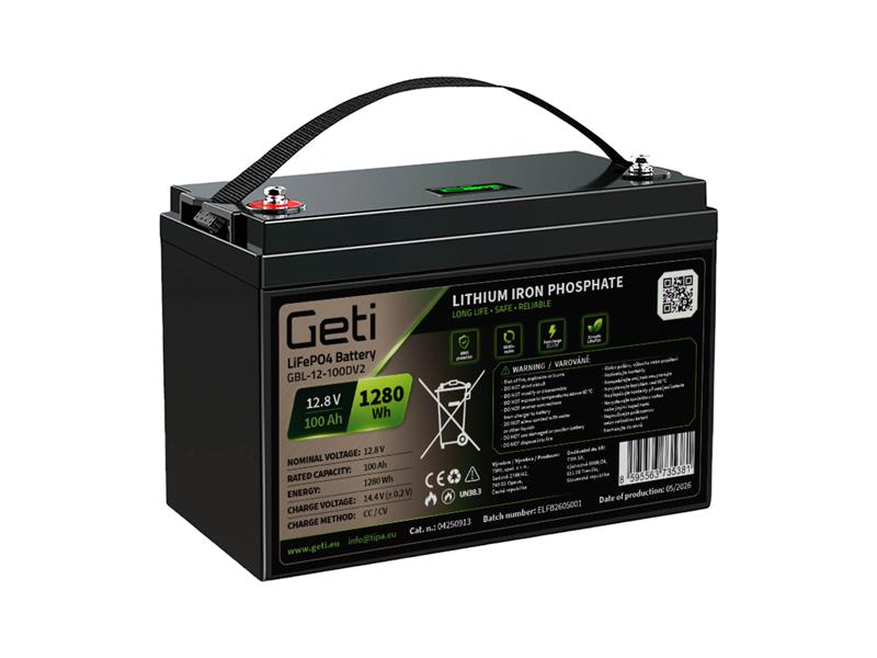 Batéria LiFePO4 12,8 V 100 Ah GETI GBL-12-100DV2 Displej