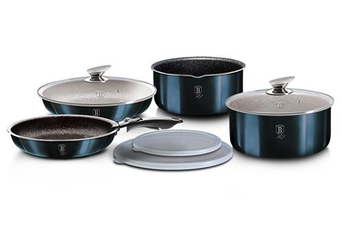 BerlingerHaus 9dílná sada nádobí s odnímatelnou rukojetí Aquamarine Metallic Line
