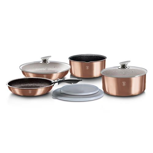 BerlingerHaus 9dílná sada nádobí s odnímatelnou rukojetí Rosegold Metallic Line