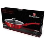 BerlingerHaus Hlboká panvica s mramorovým povrchom a pokrievkou Burgundy Metallic Line, 24 cm
