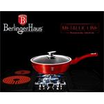 BerlingerHaus Hlboká panvica s mramorovým povrchom a pokrievkou Burgundy Metallic Line, 24 cm