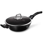 BerlingerHaus Hlboká panvica s pokrievkou s mramorovým povrchom Black Silver Collection, 28 cm