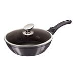 BerlingerHaus Hluboká pánev s poklicí s mramorovým povrchem Carbon PRO Line, 24 cm