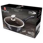 BerlingerHaus Hluboká pánev s poklicí s mramorovým povrchem Carbon PRO Line, 24 cm