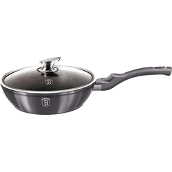 BerlingerHaus Hluboká pánev s poklicí s mramorovým povrchem Carbon PRO Line, 24 cm