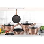BerlingerHaus Kastrol s mramorovým povrchem a poklicí Rosegold Metallic Line, 24 cm
