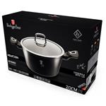 BerlingerHaus Kastrol s poklicí s mramorovým povrchem Black Silver Collection, 20 cm