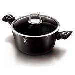 BerlingerHaus Kastrol s poklicí s mramorovým povrchem Black Silver Collection, 24 cm