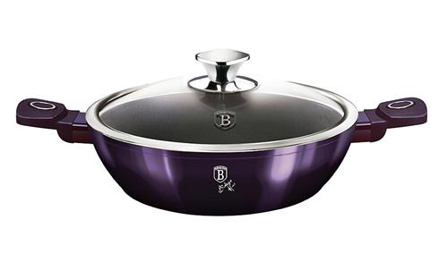 BerlingerHaus Nízký kastrol s mramorovým povrchem a poklicí Purple Eclipse Collection, 28 cm