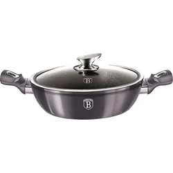 BerlingerHaus Nízky kastról s mramorovým povrchom a pokrievkou Carbon PRO, 32 cm