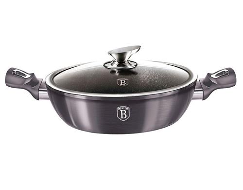 BerlingerHaus Nízky kastról s mramorovým povrchom a pokrievkou Carbon PRO Line, 28 cm