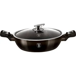 BerlingerHaus Nízky kastról s mramorovým povrchom a vekom Shiny Black Collection, 24 cm