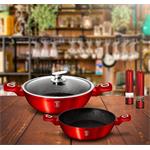 BerlingerHaus Okrúhly pekáč s mramorovým povrchom a pokrievkou Burgundy Metallic Line, 24 cm