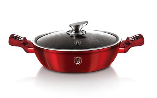 BerlingerHaus Okrúhly pekáč s mramorovým povrchom a pokrievkou Burgundy Metallic Line, 28 cm