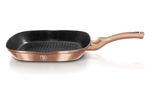 BerlingerHaus Pánev grilovací s mramorovým povrchem Rosegold Metallic Line, 28 cm