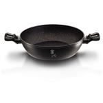 BerlingerHaus Pánev WOK s mramorovým povrchem a poklicí Black Silver Collection, 30 cm