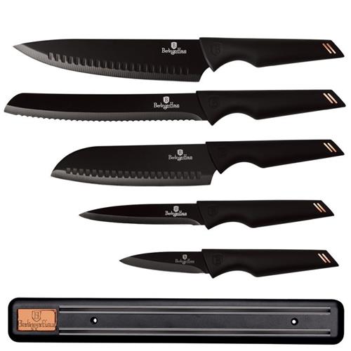 BerlingerHaus Sada nožov s magnetickým držiakom 6 ks Black Rose Collection