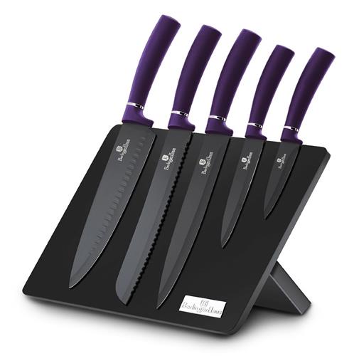 BerlingerHaus Sada nožov s magnetickým stojanom Purple Metallic Line, 6 ks