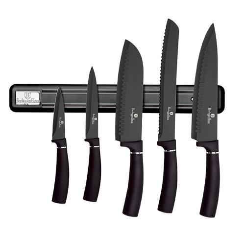 BerlingerHaus Sada nožů s magnetickou lištou Carbon PRO Line, 6 ks