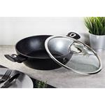 BerlingerHaus WOK panvica s mramorovým povrchom a pokrievkou Black Silver Collection, 30 cm