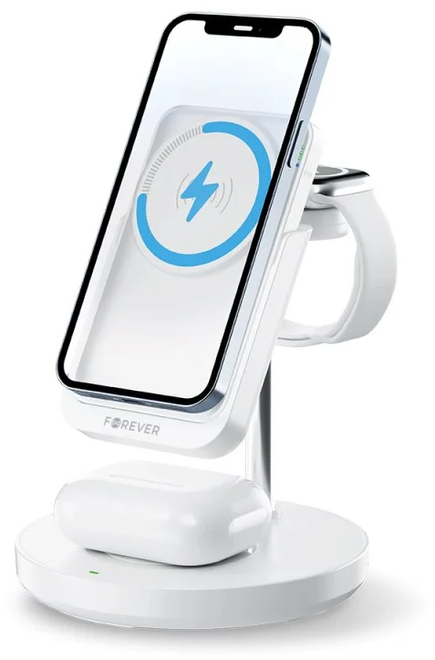 Bezdrátová nabíjecí stanice Forever s power bankou 5v1 MACS-100 bílá