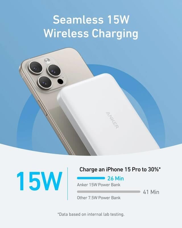 Bezdrátová powerbanka Anker MagGo 10000mAh, 30W bílá