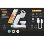 Bezdrôtová dokovacia stanica Aligator Qi 3v1 pre hodinky Apple, 15 W, biela