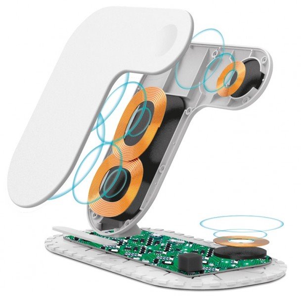 Bezdrôtová dokovacia stanica Qi 3v1 pre hodinky Apple, 15 W, biela