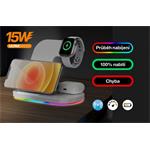 Bezdrôtová dokovacia stanica Qi 3v1 pre hodinky Apple, 15 W, biela