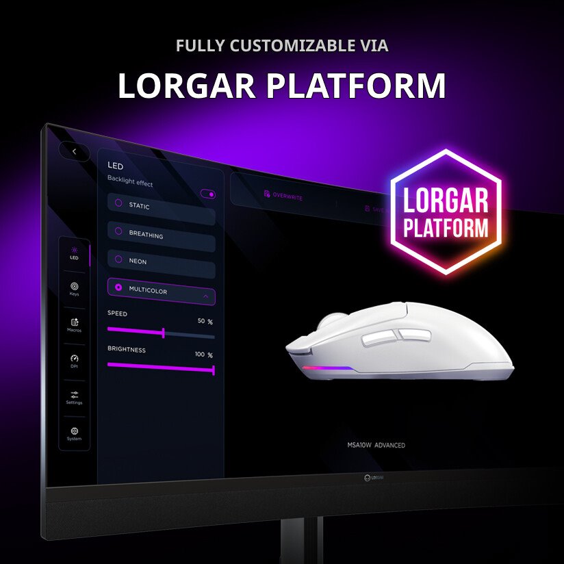 Bezdrôtová herná myš Lorgar MSA10W, biela