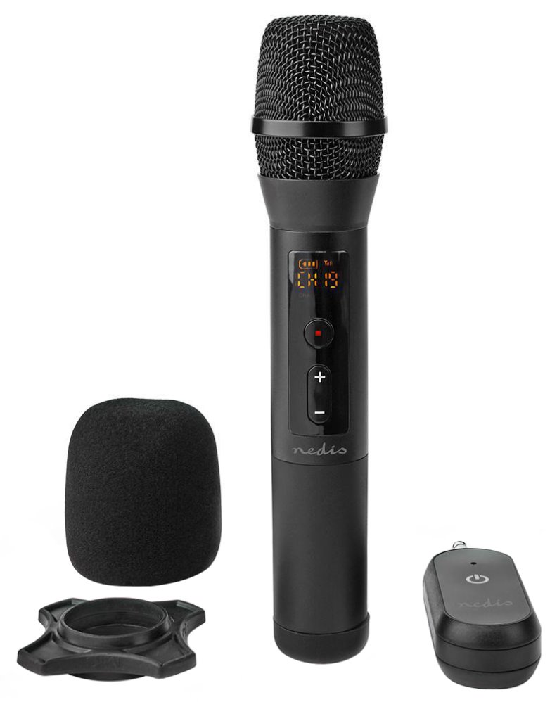 Bezdrôtová mikrofónna súprava NEDIS/ kardioida/ 1000 Ohm/ -95 dB/ ovládanie hlasitosti/ čierna