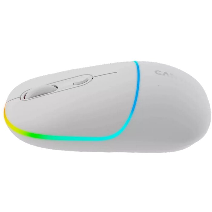 Bezdrôtová optická myš CANYON MW-22, RGB, 800/1200/1600 dpi, 4 tlačidlá, BT + 2,4 GHz, batéria 650 mAh, snehovo biela