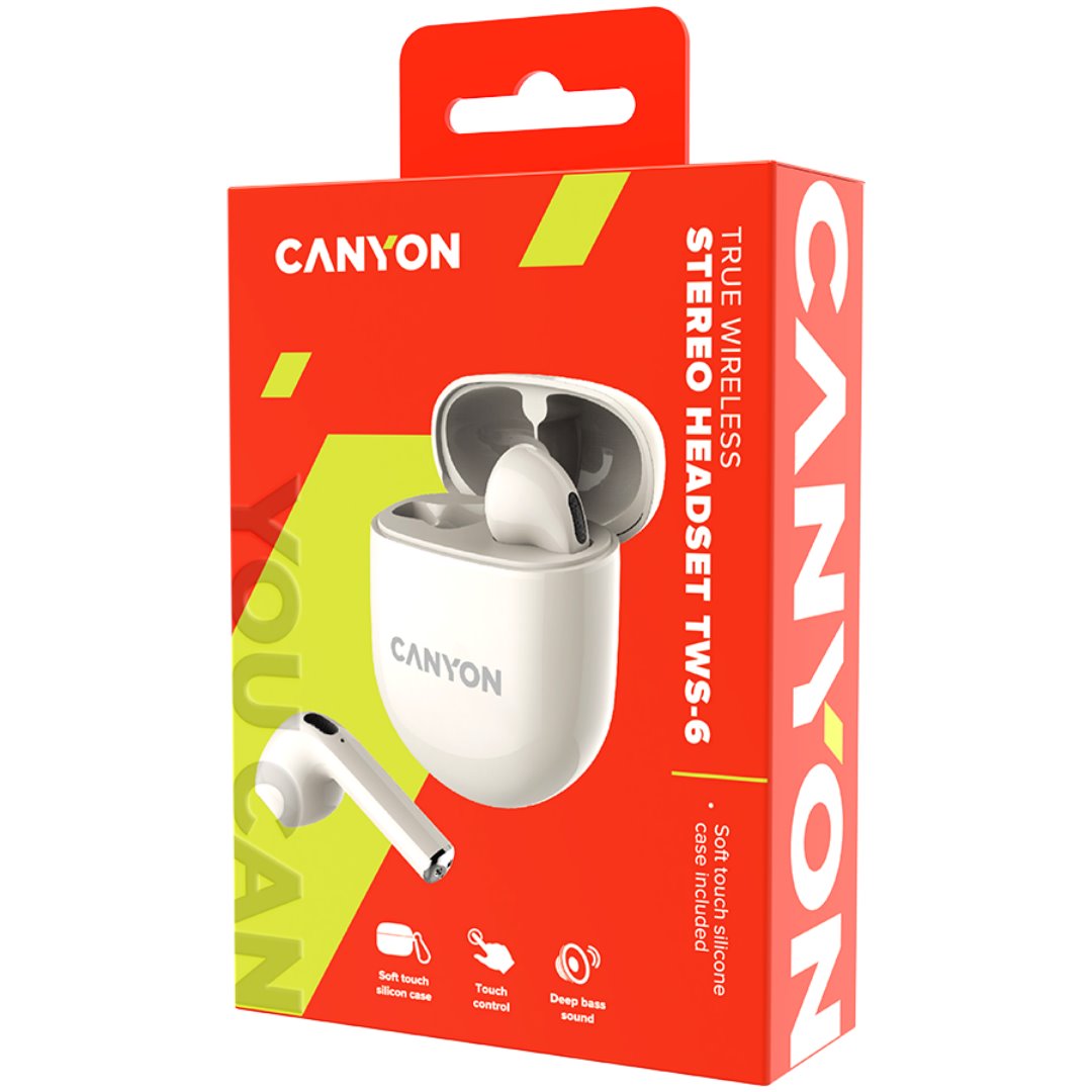 Bezdrôtové slúchadlá CANYON TWS6BE Bluetooth s mikrofónom, béžové
