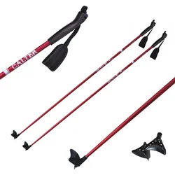 Běžecké hole CALTER X-SNOW 125cm, rukojeť plast, červené