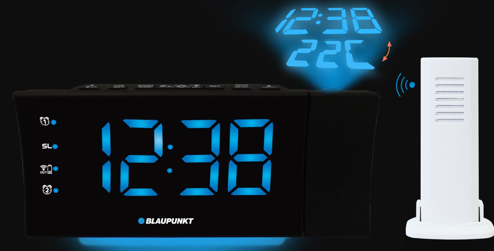 Blaupunkt rádiobudík CRP81USB, FM PLL, teplomer, projekcia