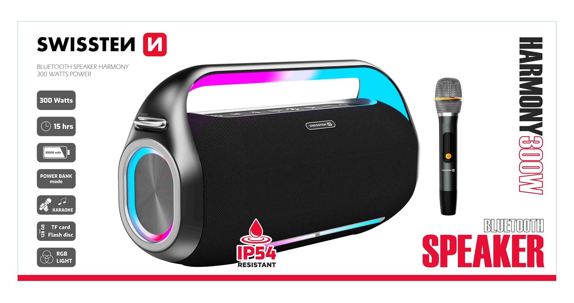 Bluetooth reproduktor Swissten Harmony 300 W, čierny