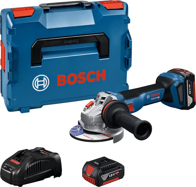 BOSCH Akumulátorová úhlová bruska GWS 18V-11 S vč. bat a nab. + L-BOXX (0.601.9N4.002)