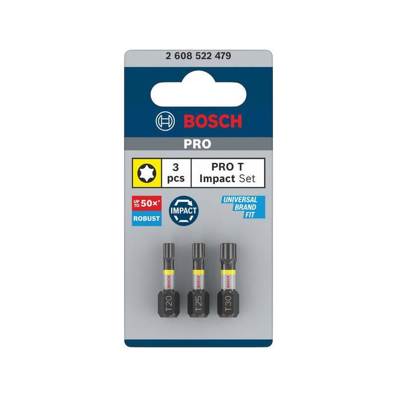 BOSCH Bit PRO T Impact, T20 × 25, T25 × 25, T30 × 25 mm, 3 ks (2.608.522.479)