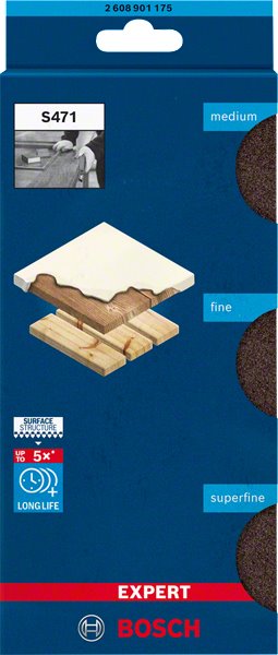 BOSCH Brusný blok EXPERT S471 Standard, 26 × 69 × 97 mm, střední, jemný, velmi jemný, 3 ks