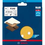 BOSCH brúsny papier EXPERT C470 s 8 otvormi pre vibračné brúsky 125 mm, G 240, 5 ks (2.608.900.809)