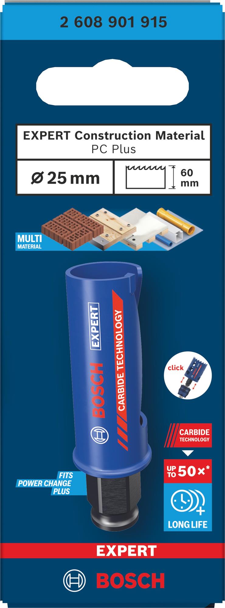 BOSCH Děrovka EXPERT Construction Material Power Change Plus, 25 × 60 mm (2.608.901.915)