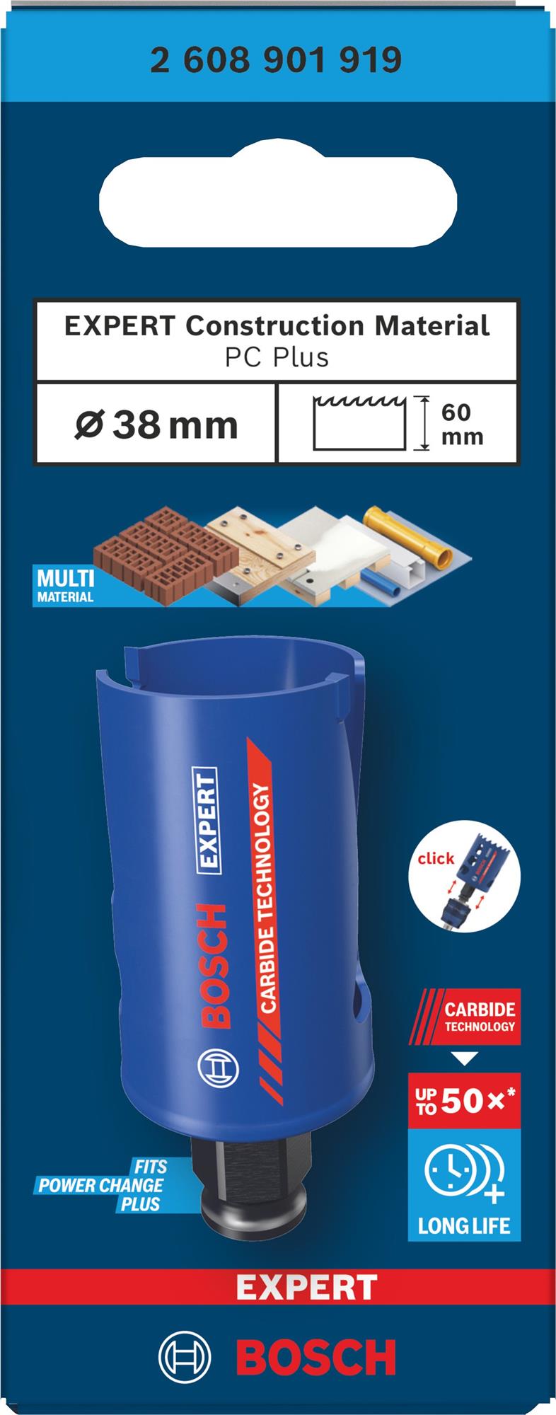 BOSCH Děrovka EXPERT Construction Material Power Change Plus, 38 × 60 mm (2.608.901.919)