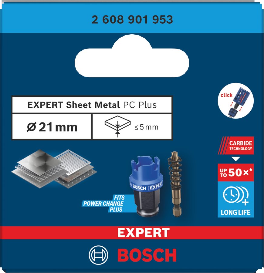 BOSCH Děrovka EXPERT Sheet Metal Power Change Plus, 21 × 5 mm (2.608.901.953)