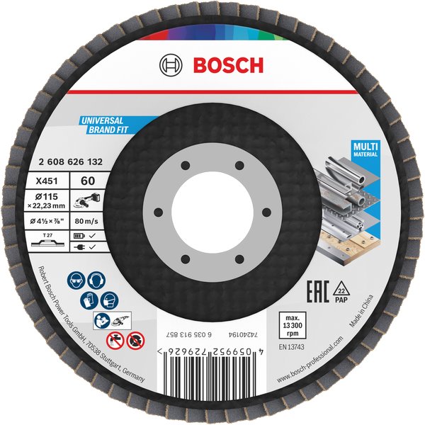 BOSCH Lamelový brusný kotouč X451, 115 × 22,23 mm, G60, T27 (2.608.626.132)