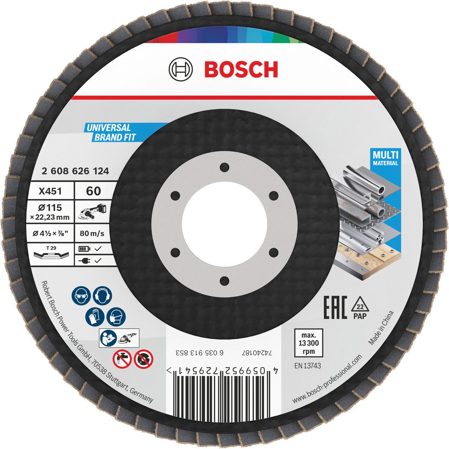 BOSCH Lamelový brusný kotouč X451, 115 × 22,23 mm, G60, T29 (2.608.626.124)