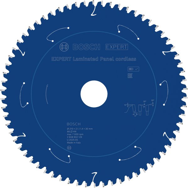 BOSCH Pilový kotouč EXPERT Laminated Panel cordless, 210 × 2,1/1,4 × 30 mm, T66 (2.608.902.129)