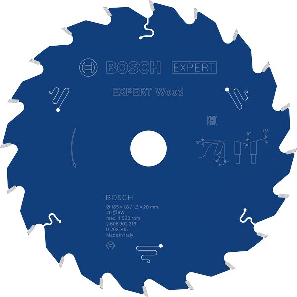 BOSCH Pilový kotouč EXPERT Wood, 165 × 1,8/1,3 × 20 mm, T20 (2.608.902.216)